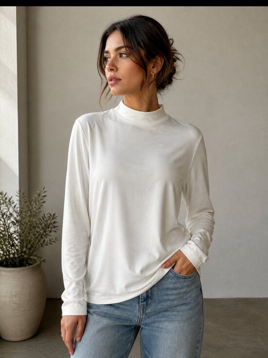 Tops - Basic Long-Sleeve Turtleneck T-Shirt in size XL